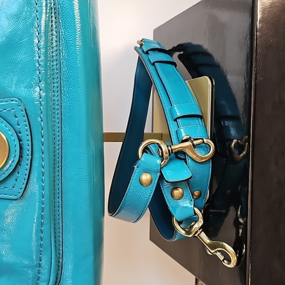 Coach 2008 Limited Edition Francine Turnlock Satchel Turquoise Legacy Lining - Picture 12 of 15